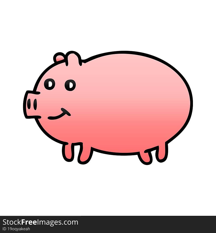 Gradient Shaded Cartoon Pig