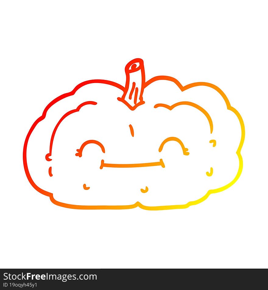 warm gradient line drawing cartoon happy pumpkin