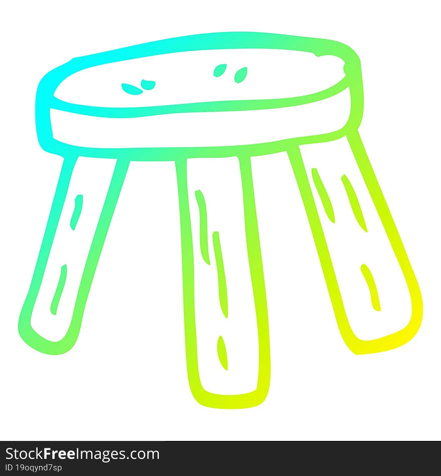 cold gradient line drawing cartoon small stool