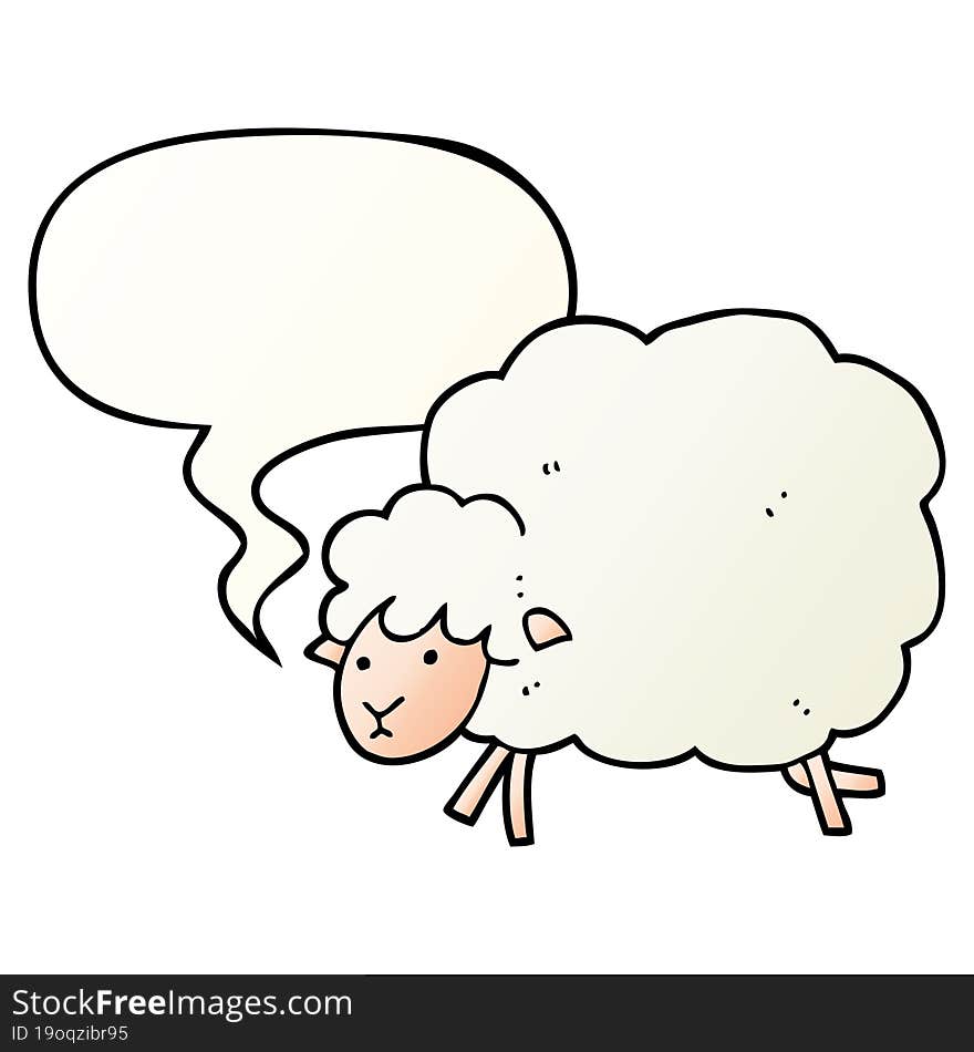 cartoon sheep and speech bubble in smooth gradient style