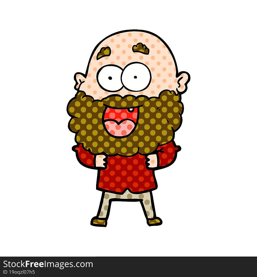 cartoon crazy happy man with beard. cartoon crazy happy man with beard