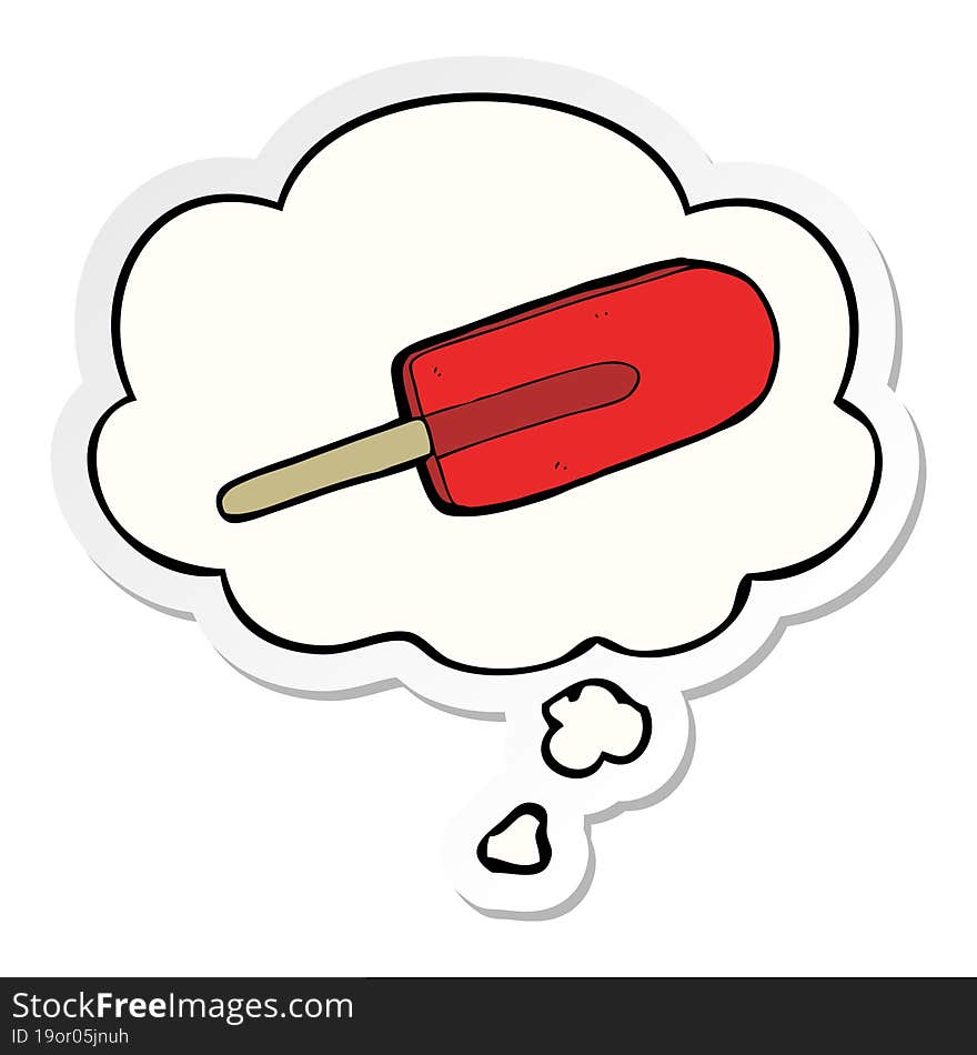 Cartoon Ice Lolly And Thought Bubble As A Printed Sticker