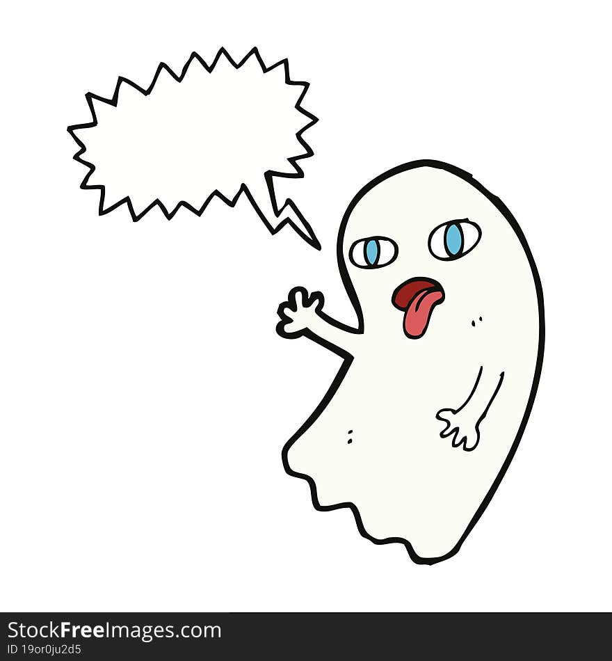 funny cartoon ghost with speech bubble