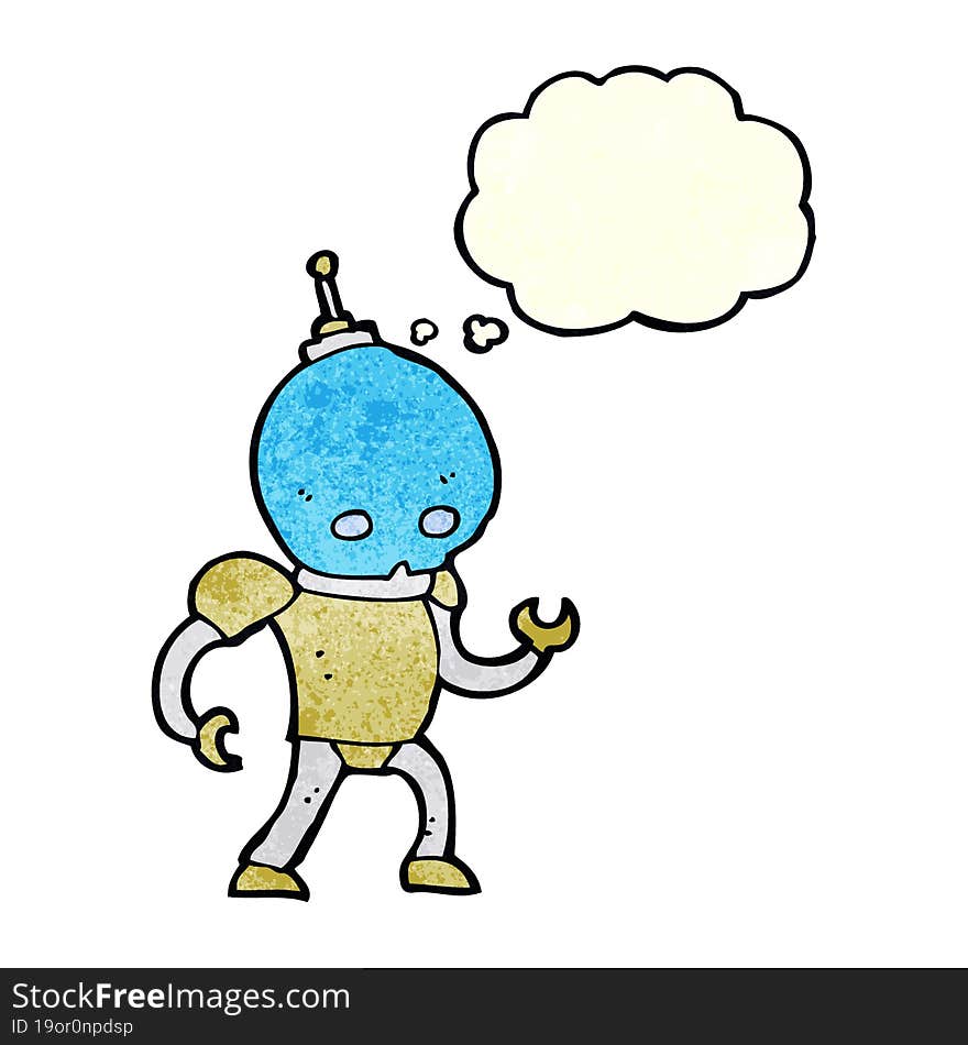 Cartoon Alien Robot With Thought Bubble