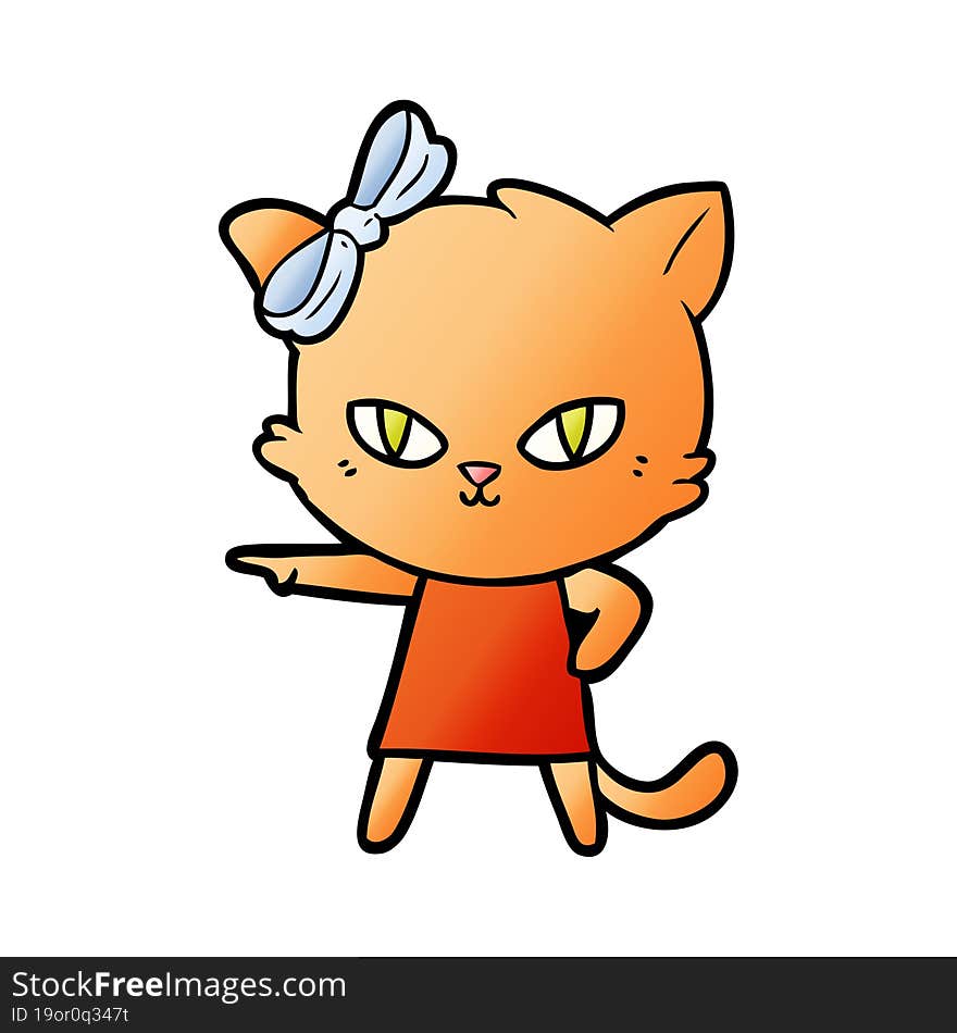 cute cartoon cat wearing dress. cute cartoon cat wearing dress