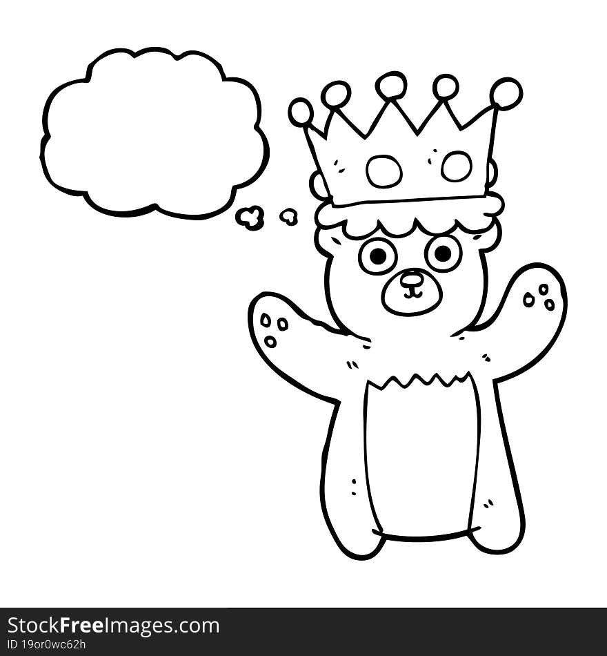 thought bubble cartoon teddy bear wearing crown