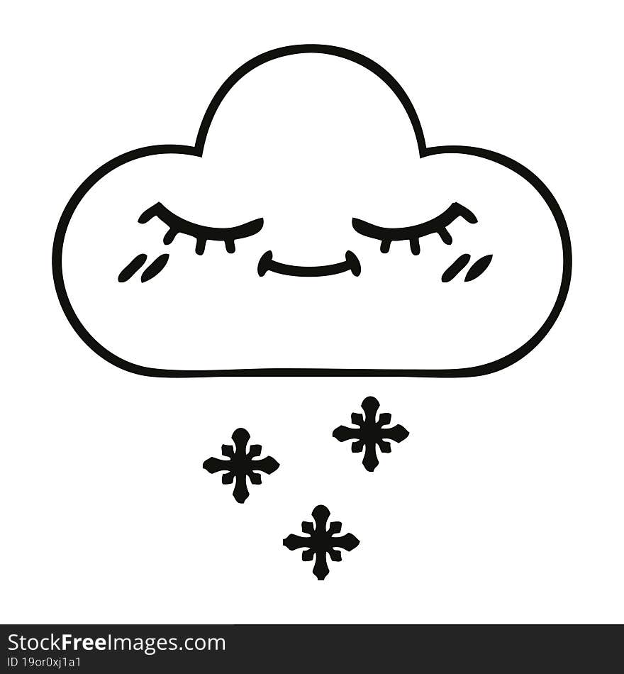 line drawing cartoon storm snow cloud