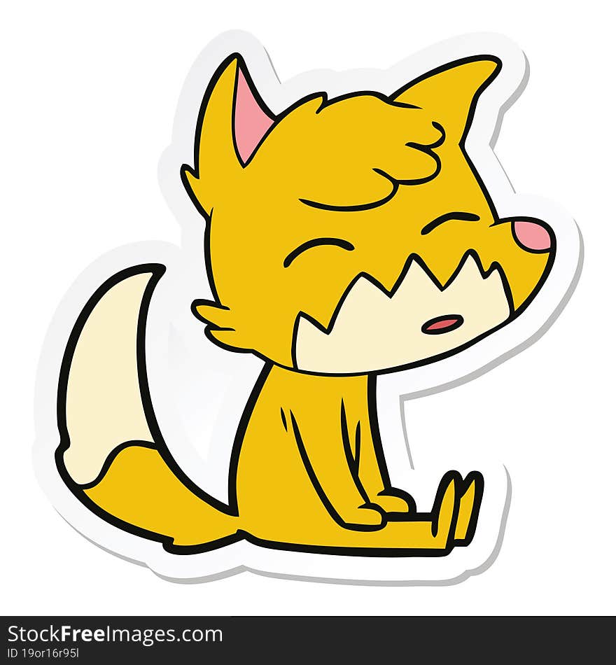 Sticker Of A Cartoon Fox Sitting