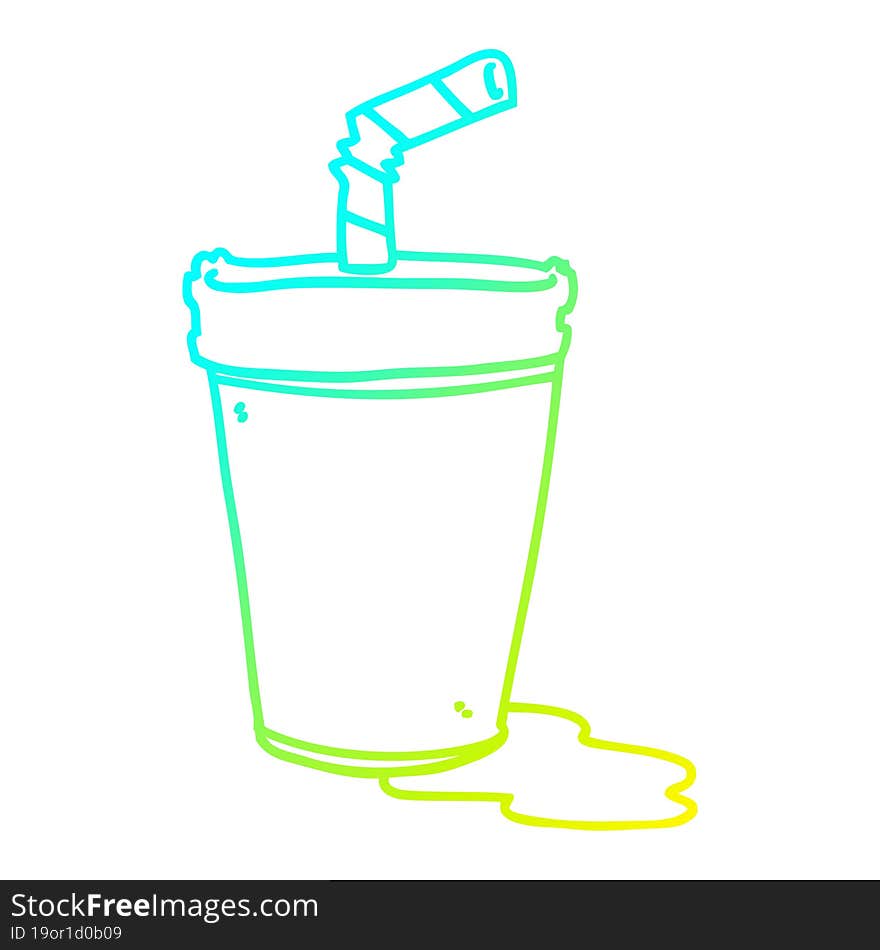 cold gradient line drawing cartoon soda cup