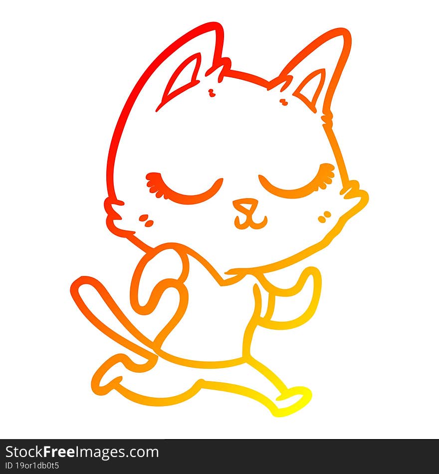 warm gradient line drawing calm cartoon cat running