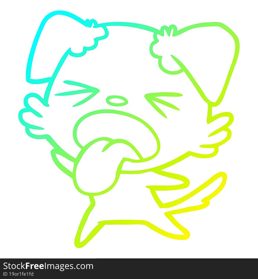 cold gradient line drawing of a cartoon disgusted dog