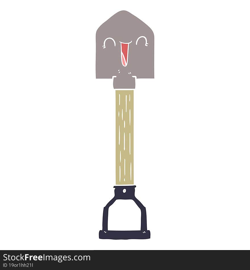 Flat Color Style Cartoon Shovel