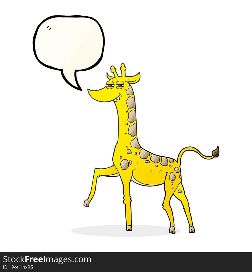 freehand drawn speech bubble cartoon giraffe