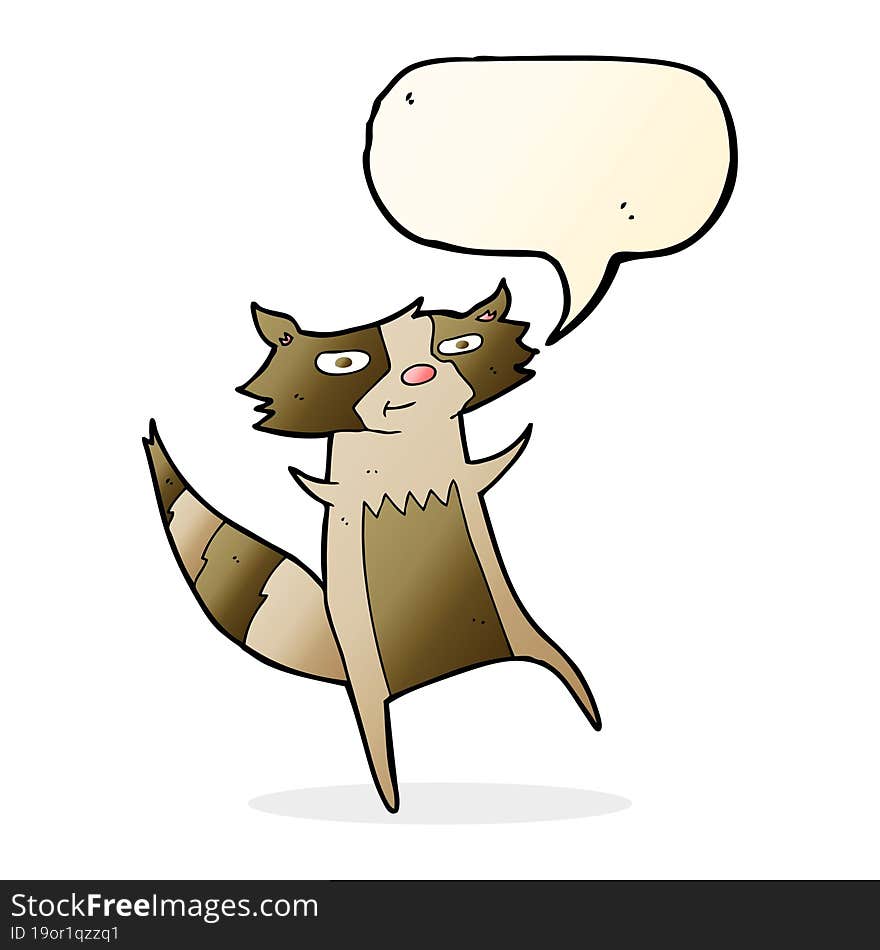 cartoon raccoon with speech bubble