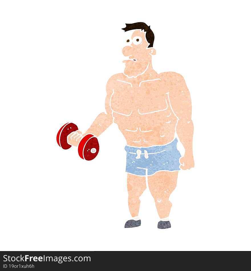 Cartoon Man Lifting Weights