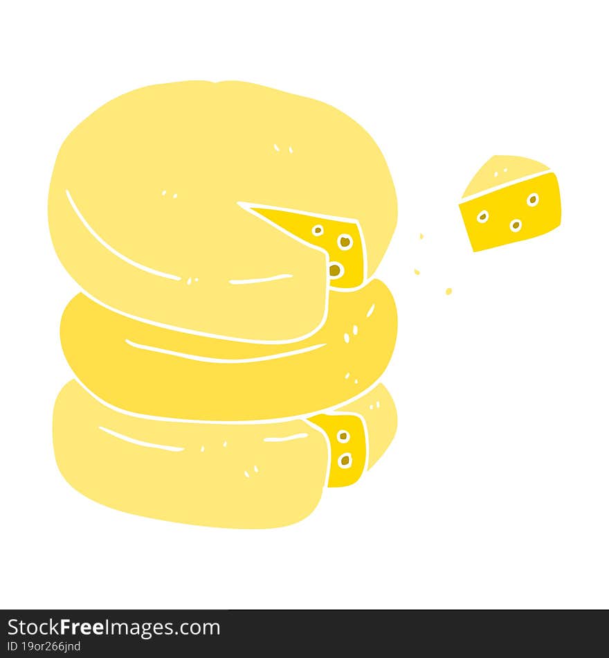 flat color illustration of cheese wheel. flat color illustration of cheese wheel