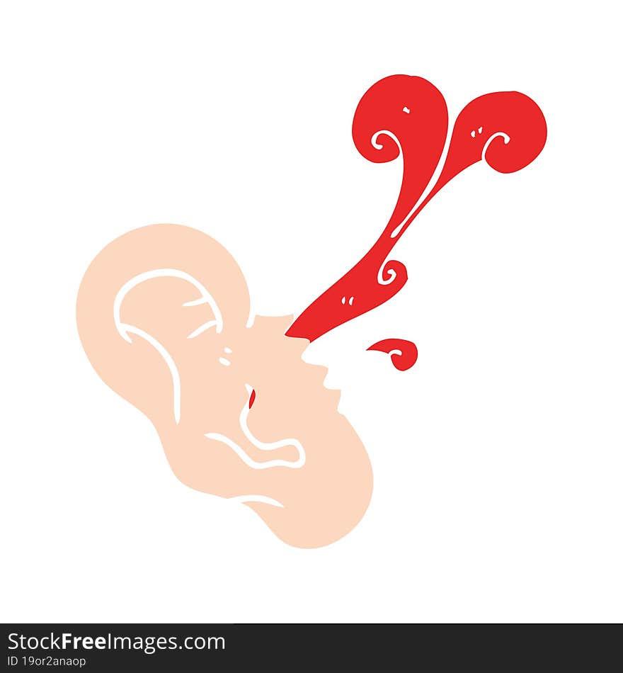 flat color illustration of a cartoon severed ear