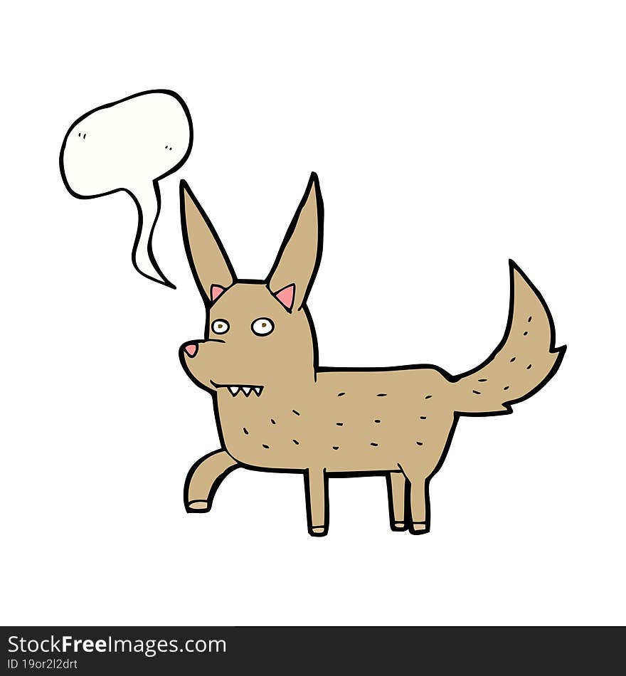 cartoon wild dog with speech bubble