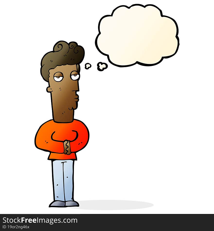 Cartoon Arrogant Man With Thought Bubble