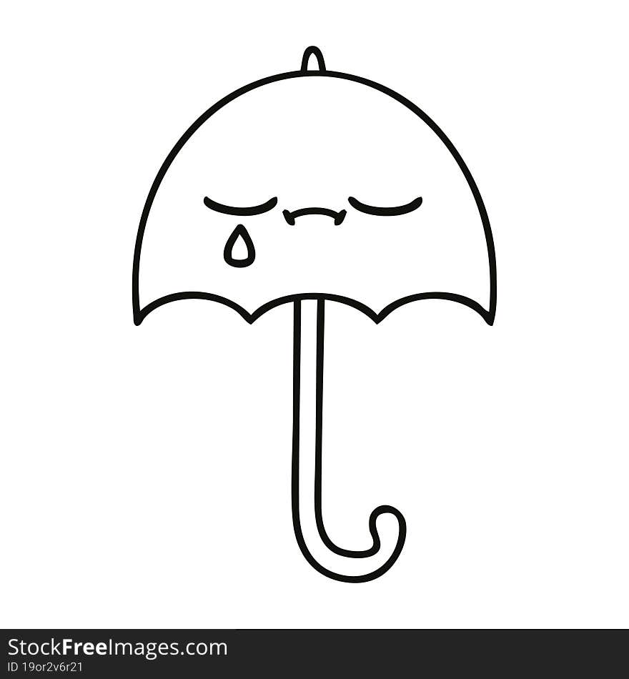 line drawing cartoon umbrella