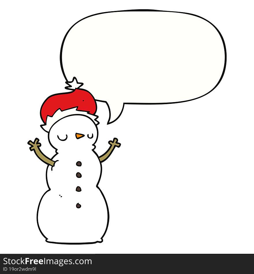 cartoon snowman with speech bubble. cartoon snowman with speech bubble