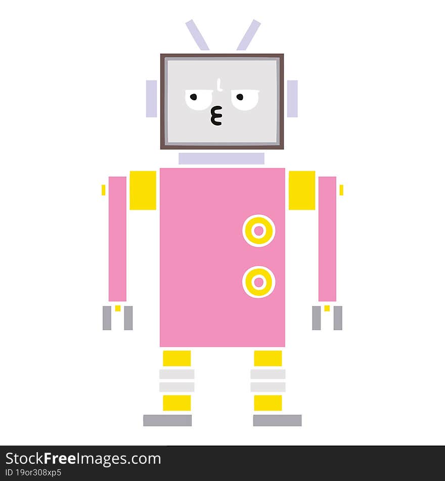 Flat Color Retro Cartoon Robot