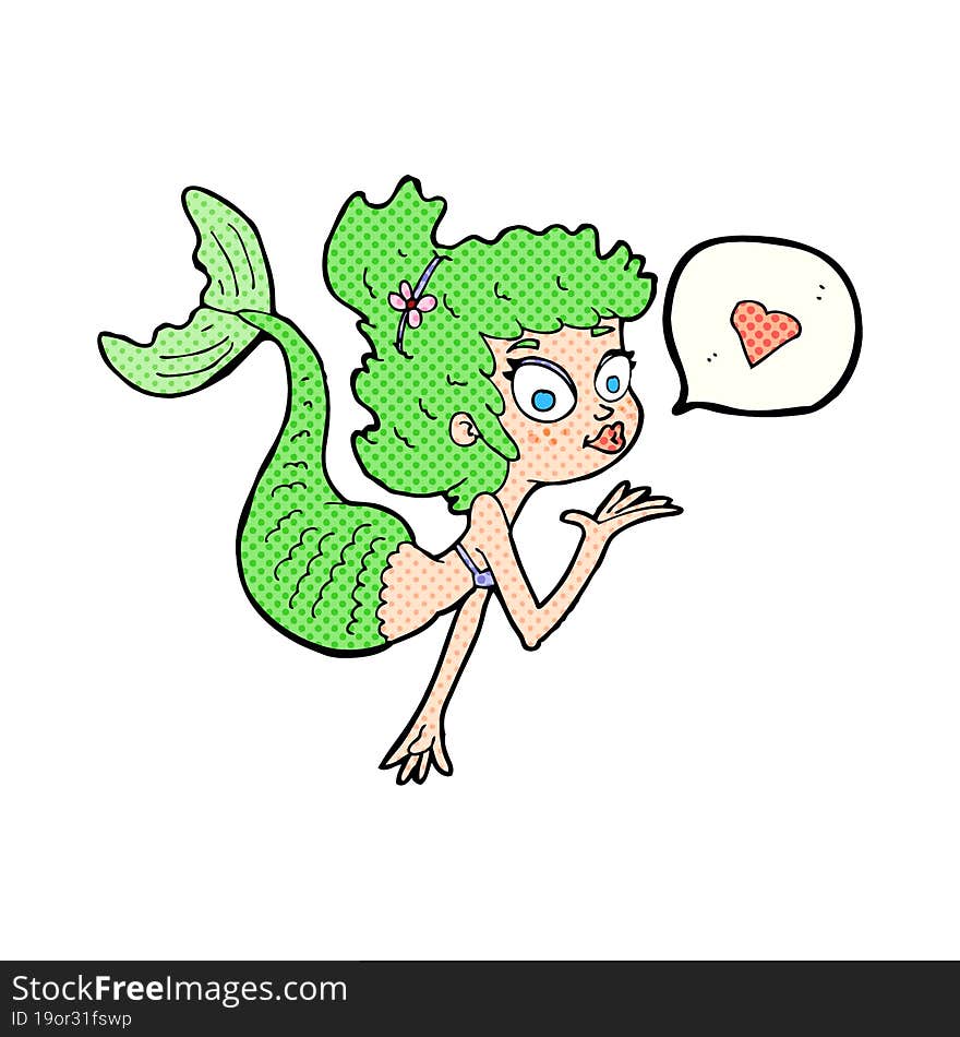 cartoon mermaid blowing kiss. cartoon mermaid blowing kiss