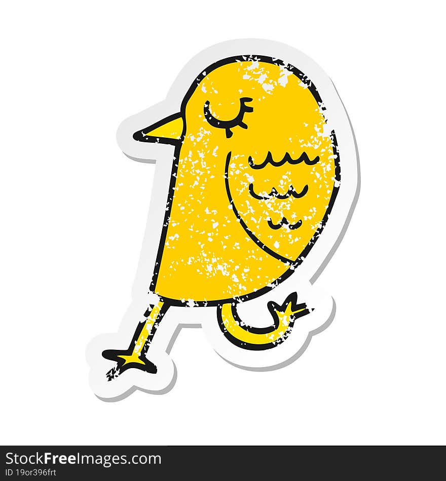 distressed sticker of a cartoon bird