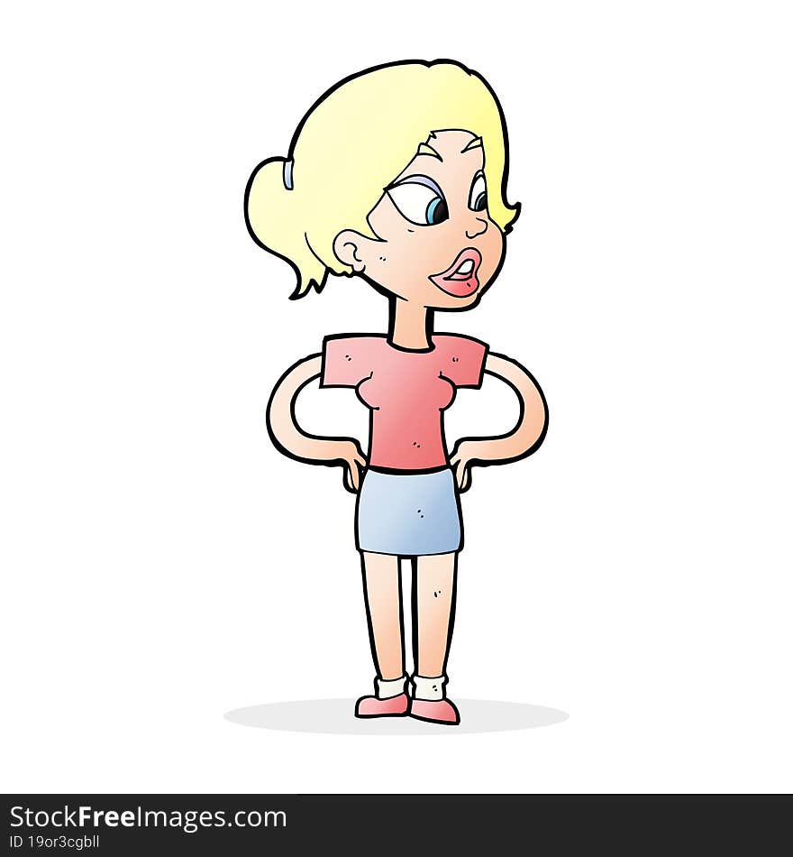 cartoon woman with hands on hips