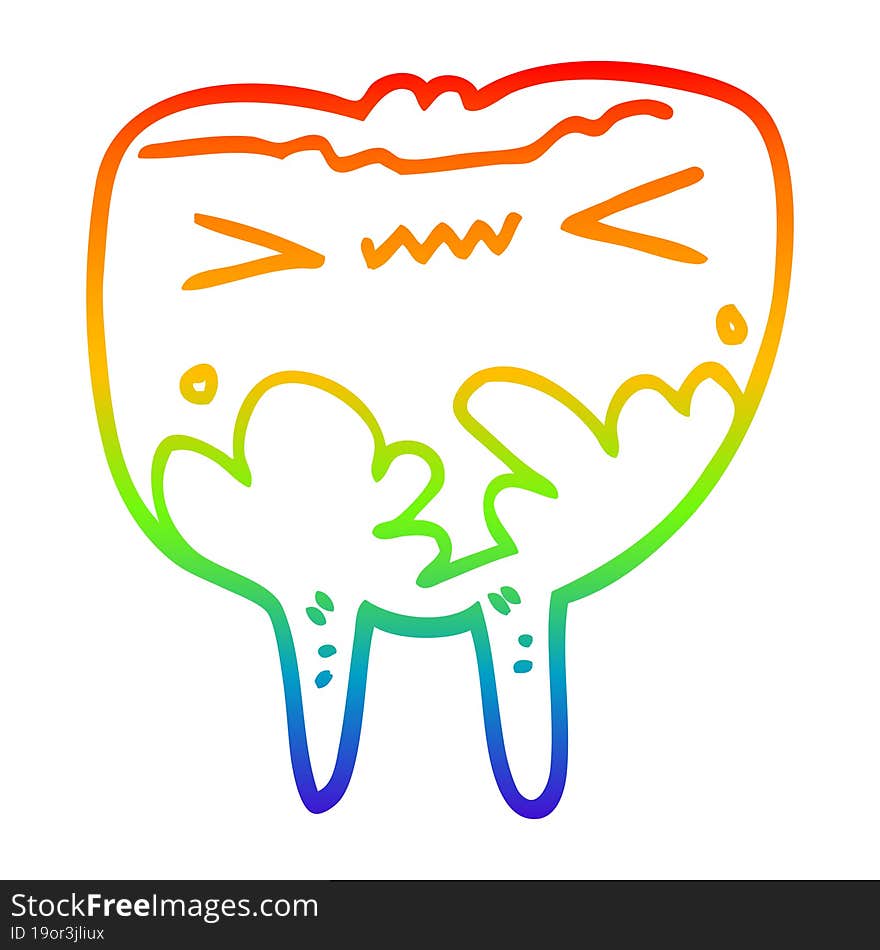 rainbow gradient line drawing cartoon bad tooth