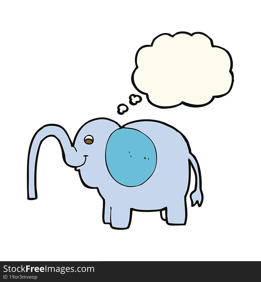 cartoon elephant squirting water with thought bubble