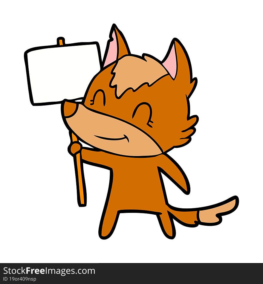 fox cartoon character with protest sign. fox cartoon character with protest sign