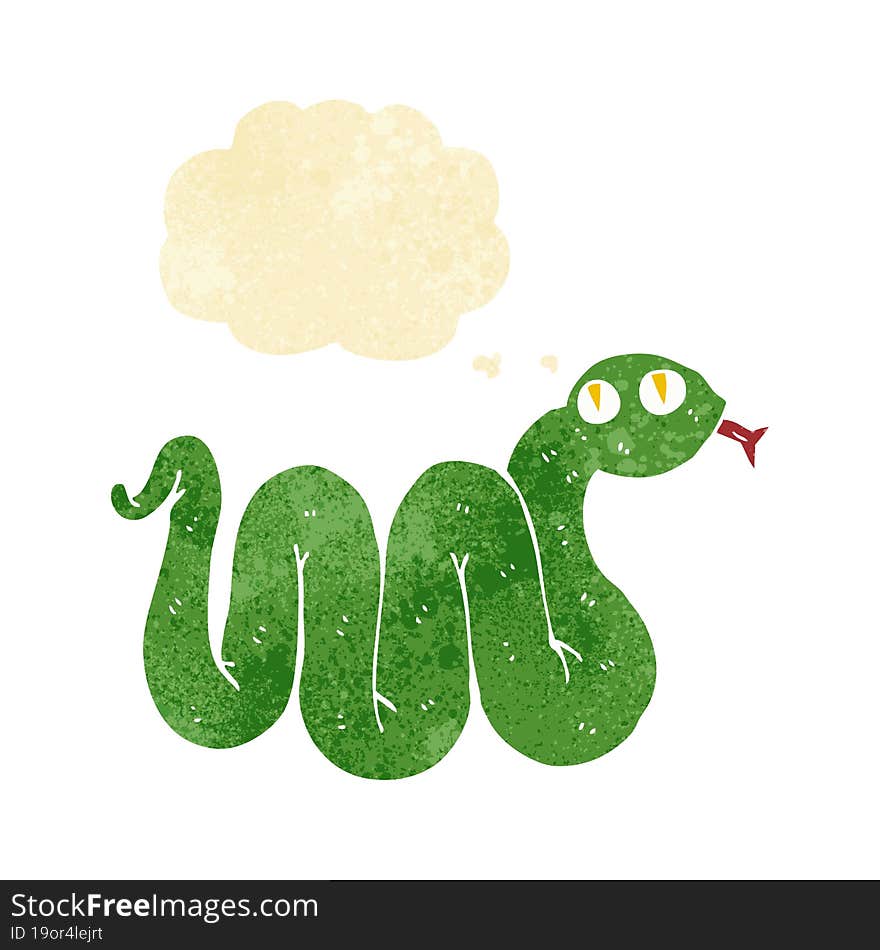 funny cartoon snake with thought bubble