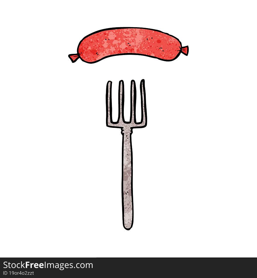 cartoon fork and sausage