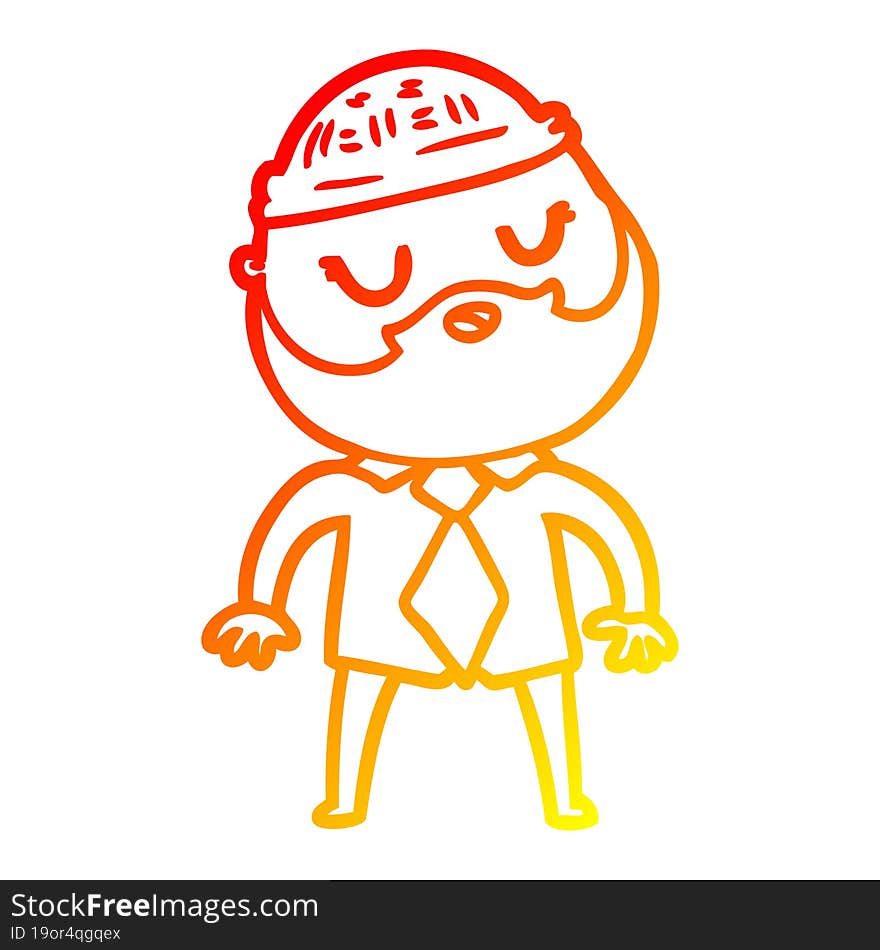 warm gradient line drawing cute cartoon man with beard