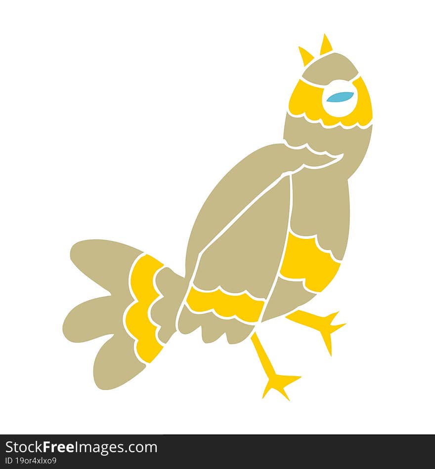 Flat Color Illustration Of A Cartoon Bird