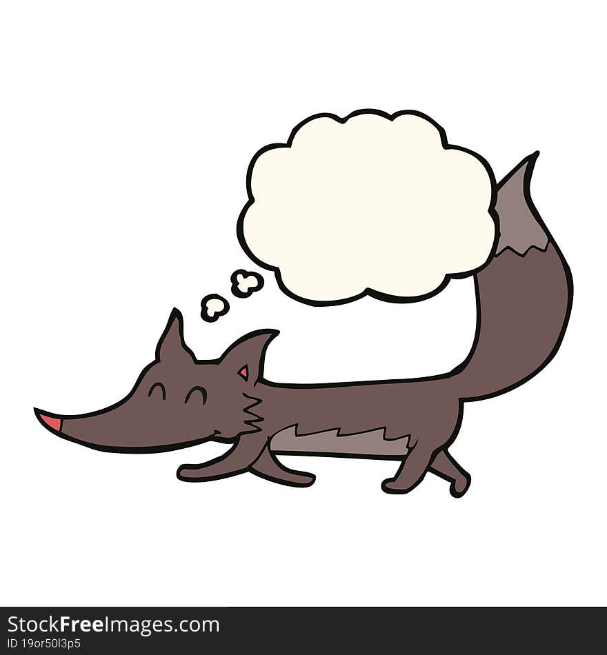 cartoon little wolf with thought bubble