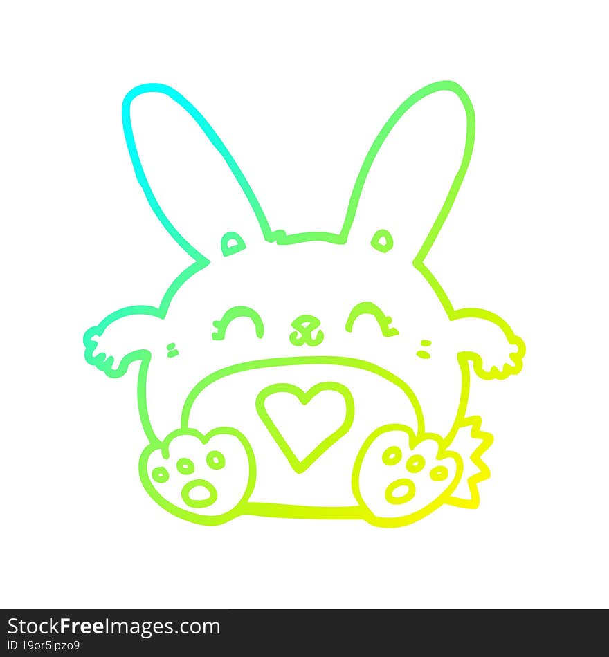 Cold Gradient Line Drawing Cute Cartoon Rabbit With Love Heart