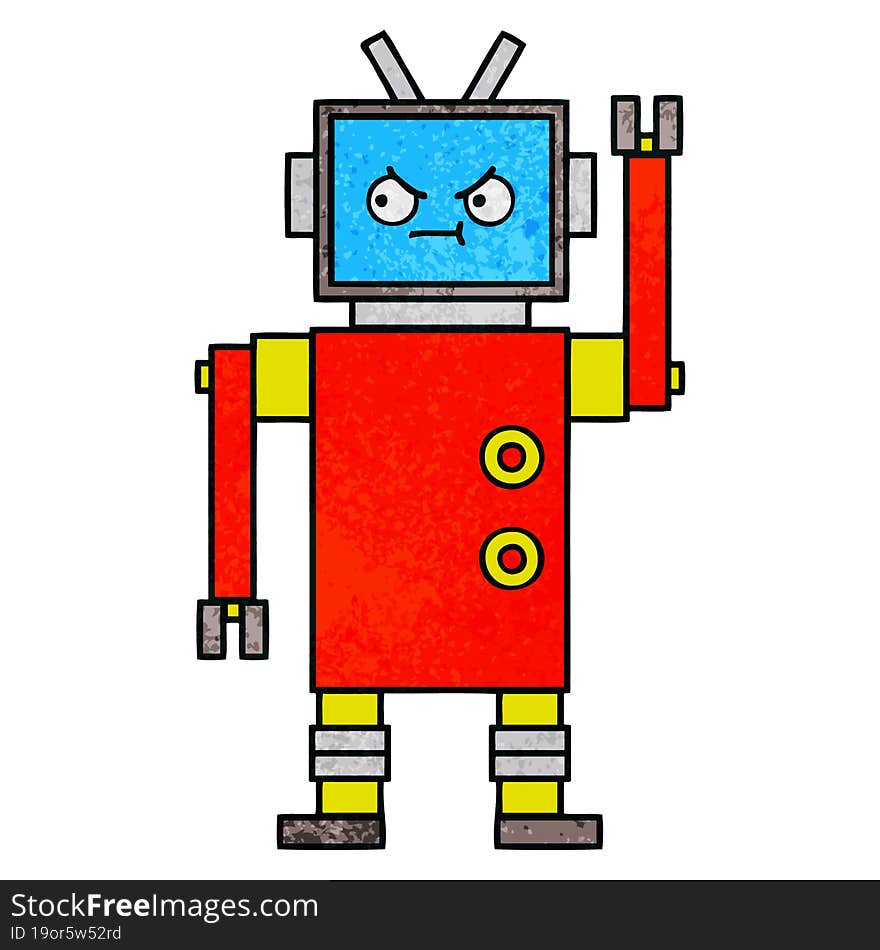 Retro Grunge Texture Cartoon Robot