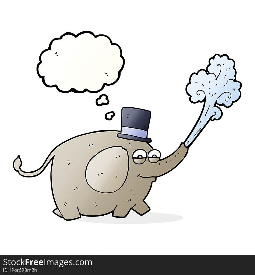 thought bubble cartoon elephant squirting water