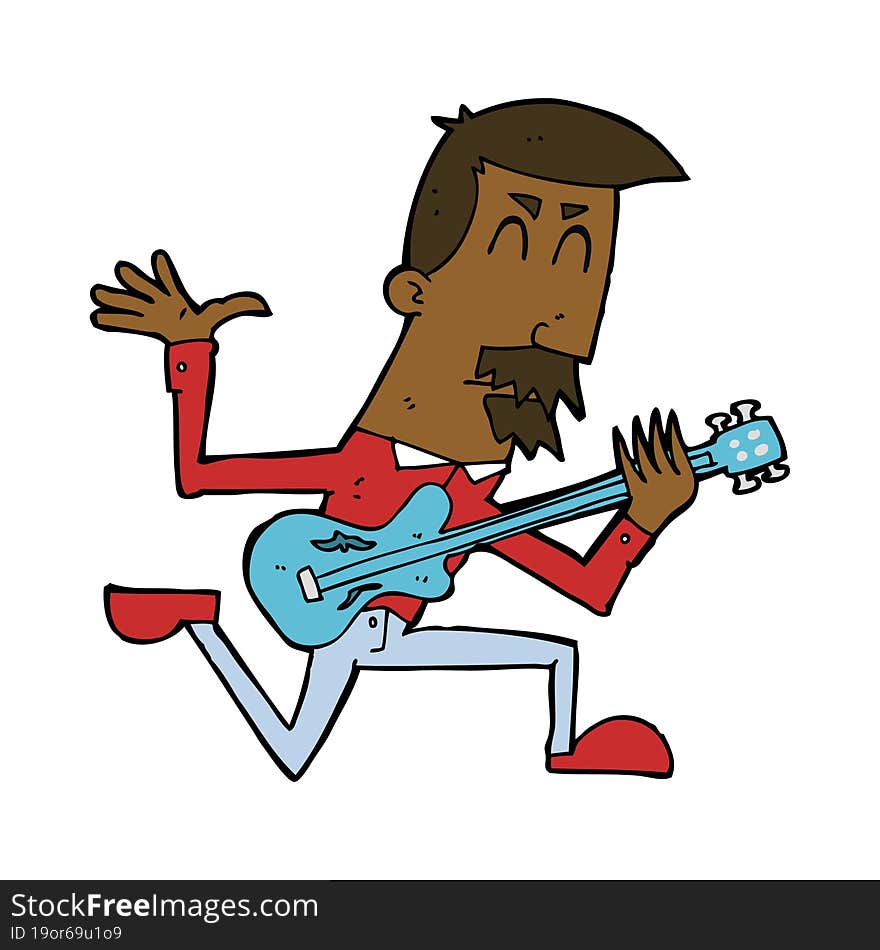 Cartoon Man Playing Electric Guitar