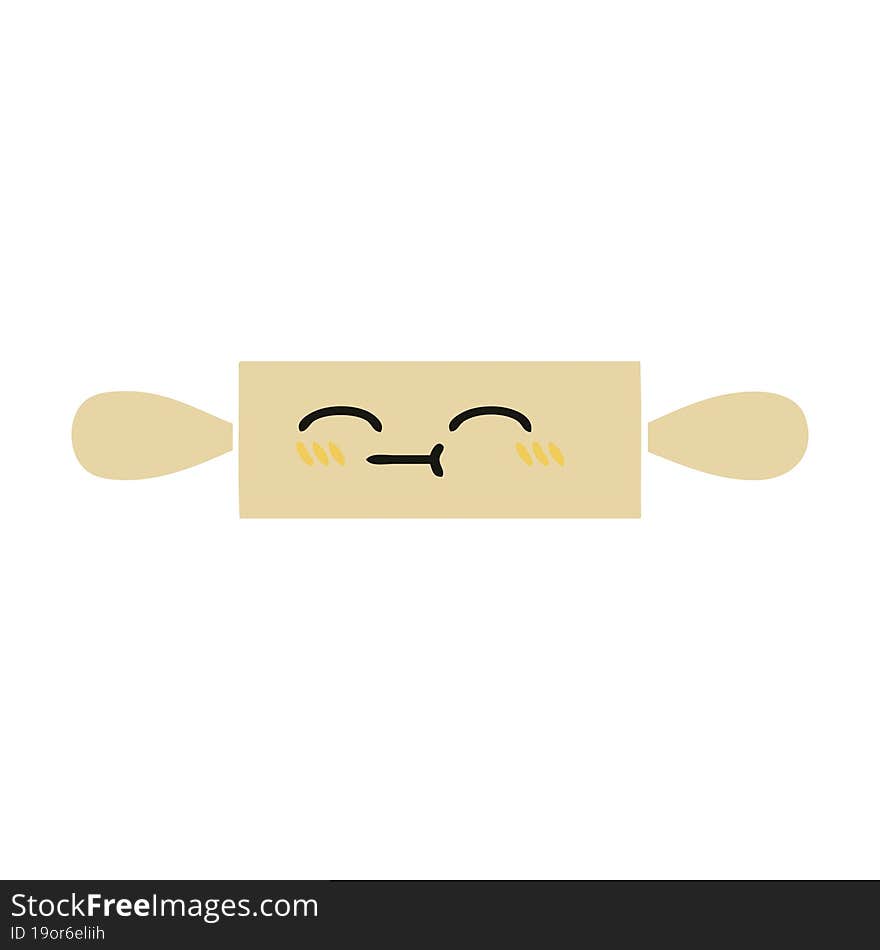 flat color retro cartoon of a rolling pin