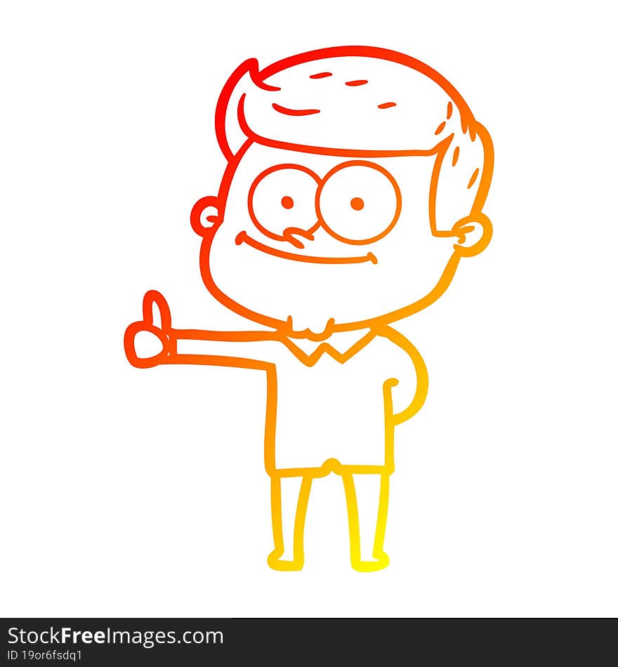 warm gradient line drawing cartoon smiling man