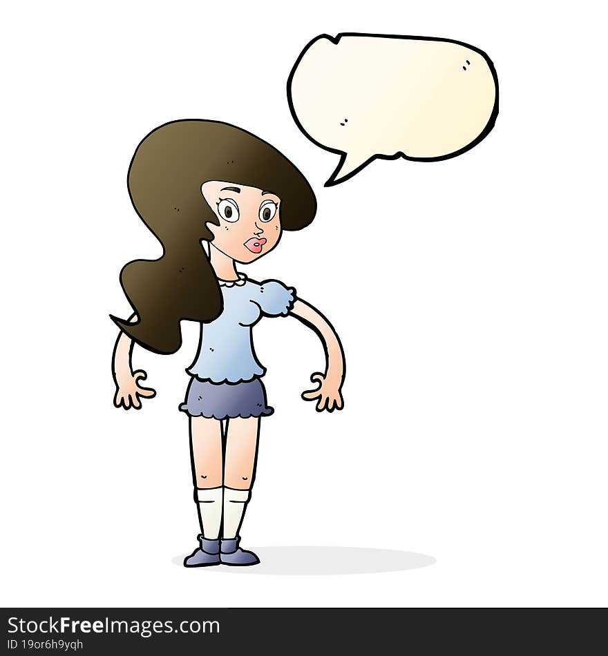 cartoon pretty woman with speech bubble