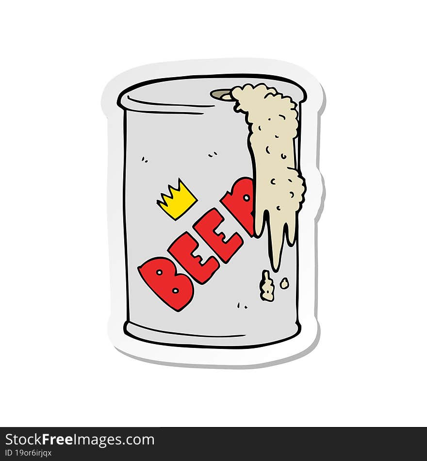 sticker of a cartoon beer can