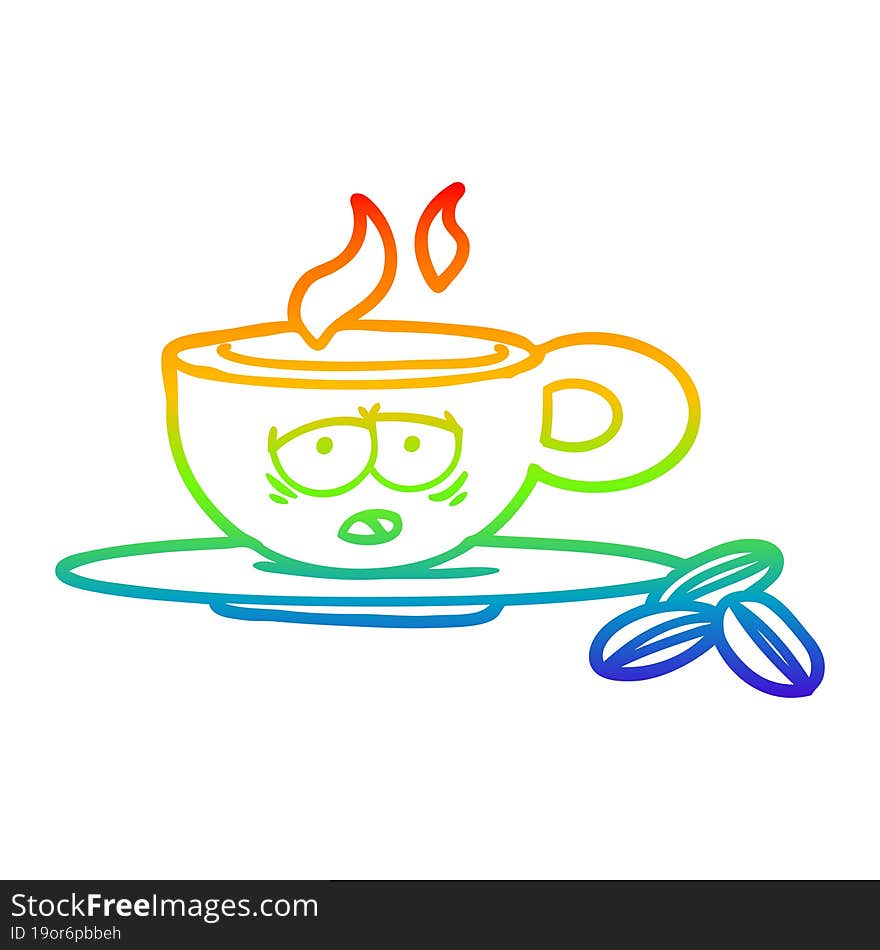 rainbow gradient line drawing cartoon espresso mug