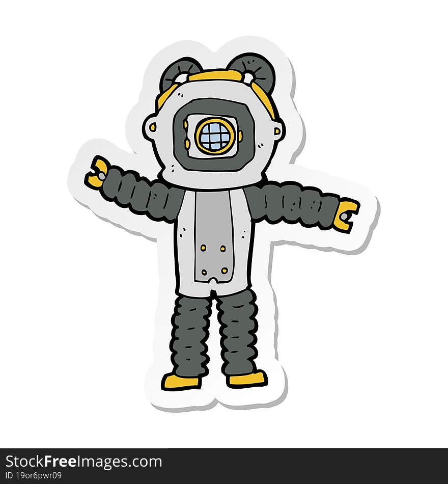 sticker of a cartoon deep sea diver