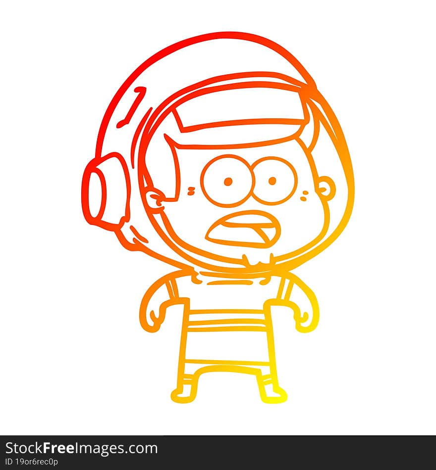 warm gradient line drawing cartoon surprised astronaut