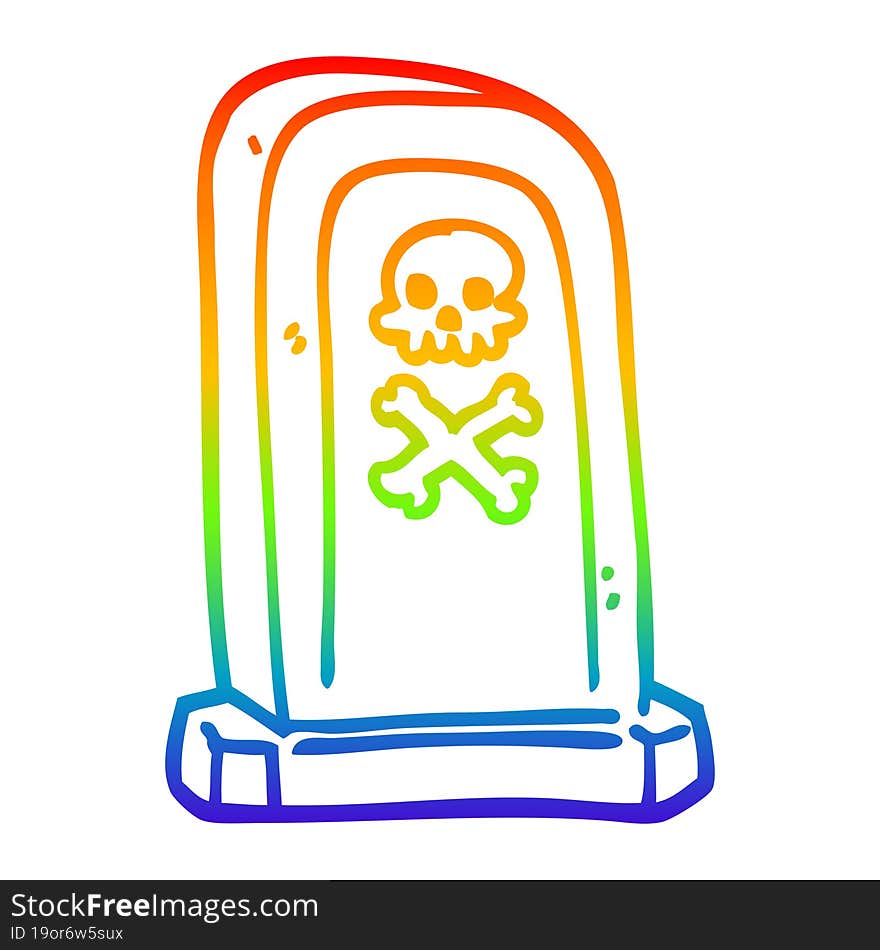 rainbow gradient line drawing cartoon grave stone