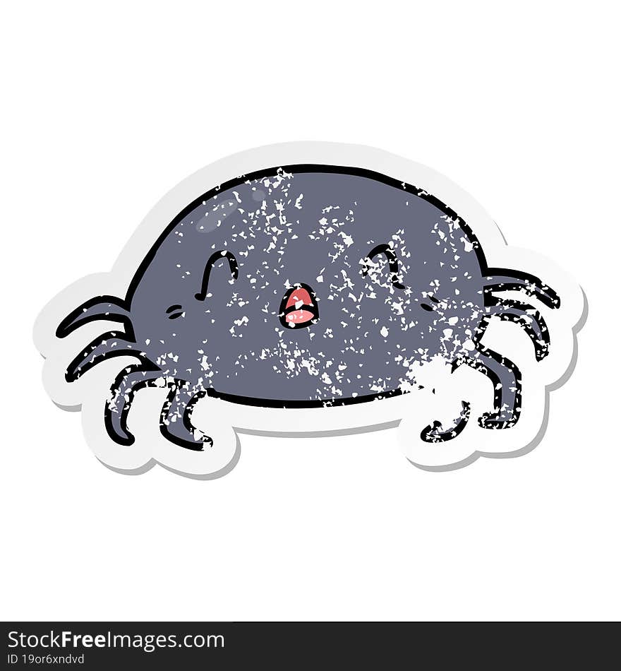 distressed sticker of a cartoon spider